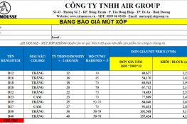 Báo giá mút xốp